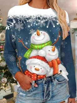 Women's T Shirt Tee Green Blue Yellow Graphic Santa Claus Print Long Sleeve Christmas Weekend Basic Round Neck Regular Floral Painting S 13 Women's T Shirt Tee Green Blue Yellow Graphic Santa Claus Print Long Sleeve Christmas Weekend Basic Round Neck Regular Floral Painting S -Cheap Women Clothing Store abqxab1666006285642