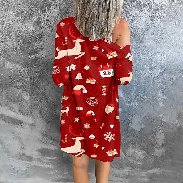 Women's Shirt Blouse Shrugs Christmas Shirt Black White Light Green Snowman Christmas Tree Snowflake Print Long Sleeve Christmas Weekend Streetwear Casual V Neck Regular Fit 4 Women's Shirt Blouse Shrugs Christmas Shirt Black White Light Green Snowman Christmas Tree Snowflake Print Long Sleeve Christmas Weekend Streetwear Casual V Neck Regular Fit - Image 2