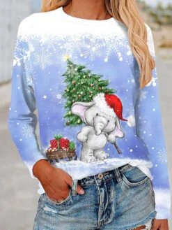 Women's T Shirt Tee Green Blue Yellow Graphic Santa Claus Print Long Sleeve Christmas Weekend Basic Round Neck Regular Floral Painting S 16 Women's T Shirt Tee Green Blue Yellow Graphic Santa Claus Print Long Sleeve Christmas Weekend Basic Round Neck Regular Floral Painting S -Cheap Women Clothing Store bapnhz1636956819564