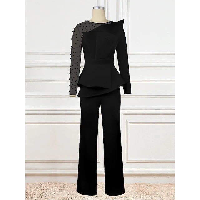 Women's Jumpsuit Solid Color One Shoulder Elegant Wedding Cocktail Party Christmas Regular Fit Long Sleeve Black White S M L Spring 14 Women's Jumpsuit Solid Color One Shoulder Elegant Wedding Cocktail Party Christmas Regular Fit Long Sleeve Black White S M L Spring - Image 12
