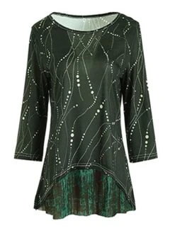 Women's Shirt Blouse Wine Blue Purple Polka Dot Sunflower Print Half Sleeve Christmas Daily Vacation Holiday Casual Crew Neck Regular Fit Fall Winter -Cheap Women Clothing Store bhofky1634610027844