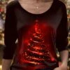 Women's T Shirt Tee Christmas Shirt Black Red Blue Christmas Tree Print Long Sleeve Christmas Weekend Festival / Holiday Round Neck Regular Fit Painting Spring &Fall 2 Women's T Shirt Tee Christmas Shirt Black Red Blue Christmas Tree Print Long Sleeve Christmas Weekend Festival / Holiday Round Neck Regular Fit Painting Spring &Fall -Cheap Women Clothing Store bimuyj1697018288273