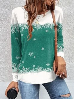 Women's T Shirt Tee Christmas Shirt Black Red Blue Snowflake Print Long Sleeve Christmas Weekend Festival / Holiday Round Neck Regular Fit Painting Spring &Fall 9 Women's T Shirt Tee Christmas Shirt Black Red Blue Snowflake Print Long Sleeve Christmas Weekend Festival / Holiday Round Neck Regular Fit Painting Spring &Fall -Cheap Women Clothing Store bkqvph1696668986853