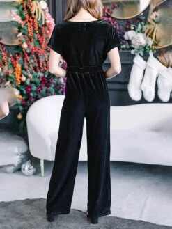 Women's Jumpsuit Lace Up High Waist Solid Color Round Neck Active Christmas Daily Regular Fit Short Sleeve Black Wine Green S M L Fall -Cheap Women Clothing Store blocai1697679531132
