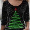 Women's T Shirt Tee Christmas Shirt Black Christmas Tree Print Long Sleeve Christmas Weekend Festival / Holiday Round Neck Regular Fit Painting Spring &Fall 1 Women's T Shirt Tee Christmas Shirt Black Christmas Tree Print Long Sleeve Christmas Weekend Festival / Holiday Round Neck Regular Fit Painting Spring &Fall -Cheap Women Clothing Store brclra1695727389948