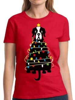 Women's T Shirt Tee Christmas Shirt Red Dog Ugly Christmas Print Short Sleeve Christmas Weekend Festival / Holiday Round Neck Regular Fit Painting Summer