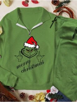 Women's Sweatshirt Tracksuit Pants Sets Christmas Shirt Light Green Army Green Dark Green Graphic Ugly Christmas Monster Zipper Drawstring Print Long Sleeve Outdoor Casual Active Sports Christmas V 11 Women's Sweatshirt Tracksuit Pants Sets Christmas Shirt Light Green Army Green Dark Green Graphic Ugly Christmas Monster Zipper Drawstring Print Long Sleeve Outdoor Casual Active Sports Christmas V -Cheap Women Clothing Store bvxqrc1695296508889