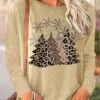 Women's T Shirt Tee Christmas Shirt Black Pink Green Leopard Christmas Tree Snowflake Print Long Sleeve Party Christmas Weekend Festival / Holiday Round Neck Regular Fit Painting Spring &Fall -Cheap Women Clothing Store bxmhaq1696930999346