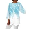 Women's Shirt Blouse Christmas Shirt Black Red Blue Floral Christmas Tree Snowflake Asymmetric Print Long Sleeve Christmas Streetwear Casual Round Neck Regular Fit -Cheap Women Clothing Store cazlcs1663301092641