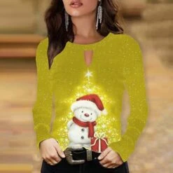 Women's Shirt Blouse Christmas Shirt Yellow Blue Purple Snowman Christmas Tree Print Long Sleeve Christmas Streetwear Casual Print Round Neck Regular Fit 15 Women's Shirt Blouse Christmas Shirt Yellow Blue Purple Snowman Christmas Tree Print Long Sleeve Christmas Streetwear Casual Print Round Neck Regular Fit -Cheap Women Clothing Store cebywa1663230417025