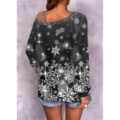 Women's Shirt Christmas Shirt Red Blue Gray Snowflake Print Long Sleeve Christmas Weekend Streetwear Casual Print One Shoulder Regular Fit Cold Shoulder Spring Fall 7 Women's Shirt Christmas Shirt Red Blue Gray Snowflake Print Long Sleeve Christmas Weekend Streetwear Casual Print One Shoulder Regular Fit Cold Shoulder Spring Fall -Cheap Women Clothing Store cfhkud1665373695527