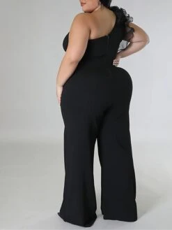 Women's Jumpsuit Mesh Backless Solid Color One Shoulder Streetwear Street Xmas Daily Christmas Loose Fit Sleeveless Black White Red L XL XXL Summer -Cheap Women Clothing Store cgkpvp1680071158060