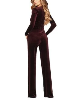 Women's Jumpsuit Velvet Lace Up High Waist Solid Color Deep V Dressy Xmas Wedding Party Christmas Business Office Work Regular Fit Long Sleeve Black Wine Red S M L Fall 36 Women's Jumpsuit Velvet Lace Up High Waist Solid Color Deep V Dressy Xmas Wedding Party Christmas Business Office Work Regular Fit Long Sleeve Black Wine Red S M L Fall -Cheap Women Clothing Store cgvwwh1690352973291