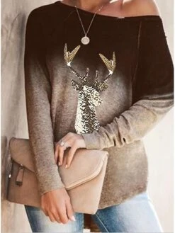 2023 Foreign Trade Autumn Clothing New Long-sleeved Round Neck Gradient Element Aliexpress Amazon Ebay Christmas Printing Women's Clothing -Cheap Women Clothing Store ckzges1666413956320