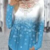 Women's T Shirt Tee Christmas Shirt Blue Snowflake Lace Print Long Sleeve Christmas Weekend Festival / Holiday Round Neck Regular Fit Painting Spring &Fall 2 Women's T Shirt Tee Christmas Shirt Blue Snowflake Lace Print Long Sleeve Christmas Weekend Festival / Holiday Round Neck Regular Fit Painting Spring &Fall -Cheap Women Clothing Store cnzpkg1697453949869
