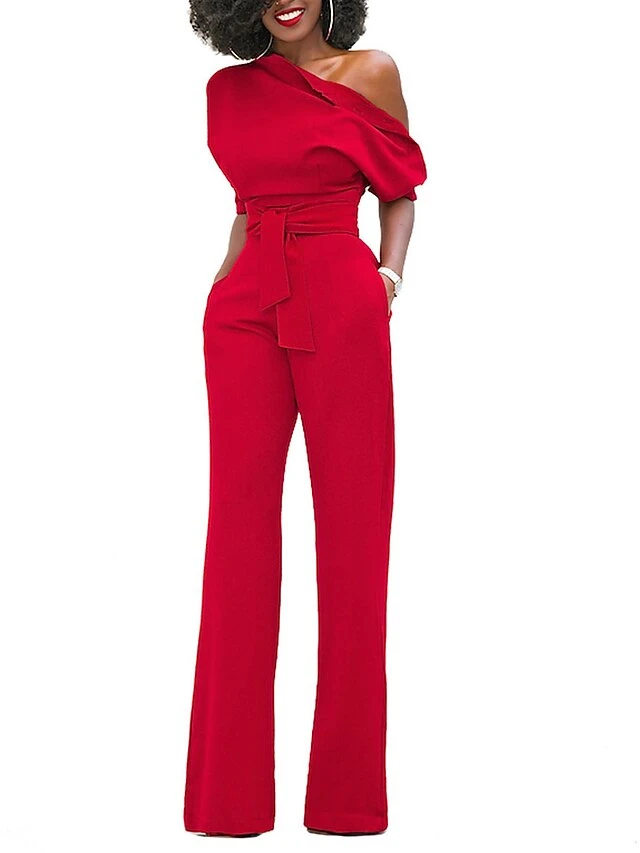 Women's Jumpsuit For Special Occasions Christmas Pocket High Waist Solid Color Cold Shoulder Business Office Work Party Xmas Regular Fit Half Sleeve Black White Yellow S M L Summer 16 Women's Jumpsuit For Special Occasions Christmas Pocket High Waist Solid Color Cold Shoulder Business Office Work Party Xmas Regular Fit Half Sleeve Black White Yellow S M L Summer - Image 14