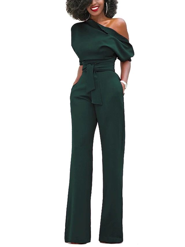 Women's Jumpsuit For Special Occasions Christmas Pocket High Waist Solid Color Cold Shoulder Business Office Work Party Xmas Regular Fit Half Sleeve Black White Yellow S M L Summer 14 Women's Jumpsuit For Special Occasions Christmas Pocket High Waist Solid Color Cold Shoulder Business Office Work Party Xmas Regular Fit Half Sleeve Black White Yellow S M L Summer - Image 12