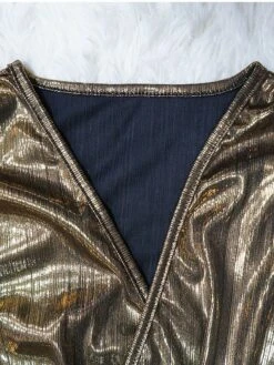 Women's Jumpsuit High Christmas Waist Solid Color V Neck Streetwear Party Xmas Street Regular Fit Long Sleeve Gold Green S M L Fall -Cheap Women Clothing Store cwqzzo1695281846948