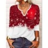 Women's Shirt Christmas Shirt Red Graphic Snowflake Print Long Sleeve Christmas Weekend Streetwear Casual Print V Neck Regular Fit 1 Women's Shirt Christmas Shirt Red Graphic Snowflake Print Long Sleeve Christmas Weekend Streetwear Casual Print V Neck Regular Fit -Cheap Women Clothing Store cxzfzu1664676191267