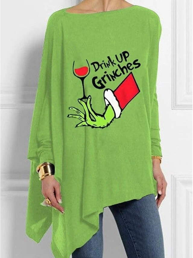 Women's Shirt Christmas Shirt Black Red Green Santa Claus Ugly Christmas Monster Print Long Sleeve Christmas Casual Holiday Casual Round Neck Loose Fit 4 Women's Shirt Christmas Shirt Black Red Green Santa Claus Ugly Christmas Monster Print Long Sleeve Christmas Casual Holiday Casual Round Neck Loose Fit - Image 2