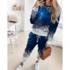 Women's Sweatshirt Tracksuit Pants Sets Blue Graphic Drawstring Print Long Sleeve Outdoor Casual Sports Christmas Round Neck Regular Fit Spring &Fall -Cheap Women Clothing Store dbhdhh1697716971510