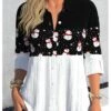 Women's Blouse Christmas Shirt Black Color Block Snowman Button Print Long Sleeve Christmas Casual Festival / Holiday Shirt Collar Regular Fit Spring &Fall 2 Women's Blouse Christmas Shirt Black Color Block Snowman Button Print Long Sleeve Christmas Casual Festival / Holiday Shirt Collar Regular Fit Spring &Fall -Cheap Women Clothing Store dcwrkz1697107177983