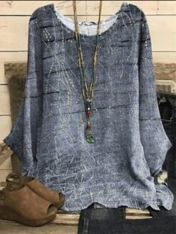 Women's Tunic Yellow Red Blue Tie Dye Striped Print Long Sleeve Daily Going Out Weekend Christmas Round Neck Regular Fit Dolman Sleeve Spring Fall Fall & Winter -Cheap Women Clothing Store ddcbxn1641461293702