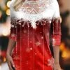 Women's T Shirt Tee Christmas Shirt Red Blue Green Snowflake Lace Print Long Sleeve Party Christmas Weekend Festival / Holiday Round Neck Regular Fit Painting Spring &Fall -Cheap Women Clothing Store dldrjs1697455287900