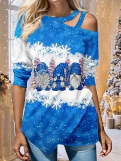 Women's Blouse Christmas Shirt Red Blue Green Santa Claus Snowflake Cut Out Asymmetric Print Long Sleeve Christmas Casual Festival / Holiday Round Neck Regular Fit Spring &Fall 7 Women's Blouse Christmas Shirt Red Blue Green Santa Claus Snowflake Cut Out Asymmetric Print Long Sleeve Christmas Casual Festival / Holiday Round Neck Regular Fit Spring &Fall -Cheap Women Clothing Store dlxgym1697451994955