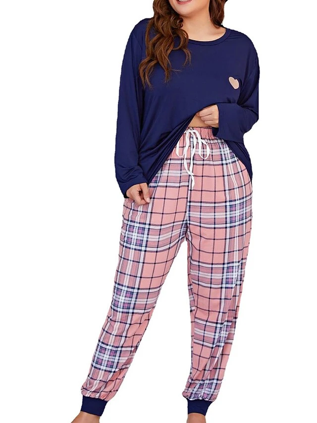 Women's Sweatshirt Pants Sets Christmas Shirt Red Blue Plaid Print Long Sleeve Casual Holiday Fashion Christmas Round Neck Loose Fit Fall & Winter 7 Women's Sweatshirt Pants Sets Christmas Shirt Red Blue Plaid Print Long Sleeve Casual Holiday Fashion Christmas Round Neck Loose Fit Fall & Winter - Image 5