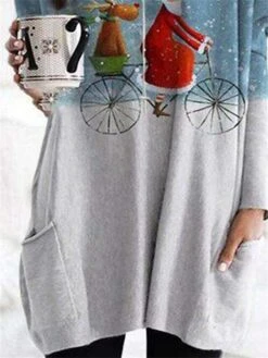 Women's Shirt Christmas Shirt Red Blue Green Cat Santa Claus Snowflake Pocket Print Long Sleeve Christmas Weekend Streetwear Christmas Round Neck Regular Fit Spring Fall 21 Women's Shirt Christmas Shirt Red Blue Green Cat Santa Claus Snowflake Pocket Print Long Sleeve Christmas Weekend Streetwear Christmas Round Neck Regular Fit Spring Fall -Cheap Women Clothing Store doeecj1665657727140