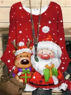 Women‘s Plus Size Christmas Tops Pullover Sweatshirt Hoodie Sweatshirt Tree Deer Print Long Sleeve Crewneck Casual Daily Polyester Fall Winter Green Dark Red / Sunflower -Cheap Women Clothing Store dzwgmd1667195340214