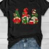 Women's T Shirt Tee Christmas Shirt Black Green Snowman Santa's Helper Print Short Sleeve Christmas Weekend Festival / Holiday Round Neck Regular Fit Painting Summer -Cheap Women Clothing Store eaemke1697540227020
