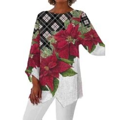 Women's Shirt Blouse Christmas Shirt Black Red Blue Floral Christmas Tree Snowflake Asymmetric Print Long Sleeve Christmas Streetwear Casual Round Neck Regular Fit 9 Women's Shirt Blouse Christmas Shirt Black Red Blue Floral Christmas Tree Snowflake Asymmetric Print Long Sleeve Christmas Streetwear Casual Round Neck Regular Fit -Cheap Women Clothing Store ehzmer1663301092229