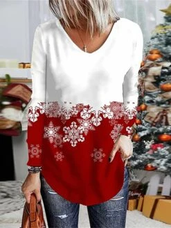 Women's T Shirt Tee Christmas Shirt Black White Wine Santa Claus Snowflake Reindeer Print Long Sleeve Christmas Weekend Festival / Holiday Funny Christmas V Neck Regular Fit Painting Spring &Fall 18 Women's T Shirt Tee Christmas Shirt Black White Wine Santa Claus Snowflake Reindeer Print Long Sleeve Christmas Weekend Festival / Holiday Funny Christmas V Neck Regular Fit Painting Spring &Fall -Cheap Women Clothing Store ejgszb1695292258440