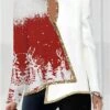 Women's Shirt Christmas Shirt White Wine Red Floral Snowflake Deer Asymmetric Print Long Sleeve Christmas Casual Basic Print V Neck Regular Fit Floral -Cheap Women Clothing Store elesph1664587292386
