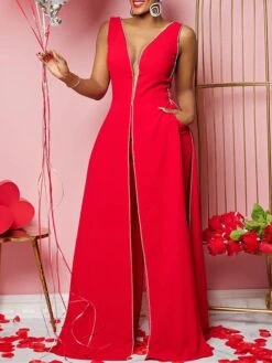 Women's Jumpsuit Backless High Waist Solid Color V Neck Streetwear Xmas Wedding Party Christmas Regular Fit Sleeveless Black Red Blue S M L Summer 16 Women's Jumpsuit Backless High Waist Solid Color V Neck Streetwear Xmas Wedding Party Christmas Regular Fit Sleeveless Black Red Blue S M L Summer -Cheap Women Clothing Store eqolqw1676960802461