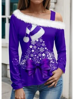 Women's Blouse Christmas Shirt Red Purple Orange Christmas Tree Print Long Sleeve Christmas Casual Festival / Holiday Fur Collar Regular Fit Spring &Fall 9 Women's Blouse Christmas Shirt Red Purple Orange Christmas Tree Print Long Sleeve Christmas Casual Festival / Holiday Fur Collar Regular Fit Spring &Fall -Cheap Women Clothing Store esirti1697108529189