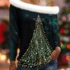 Women's Shirt Blouse Christmas Shirt Blue Purple Green Christmas Tree Print Long Sleeve Party Christmas Casual Festival / Holiday Fur Collar Regular Fit Fall & Winter 2 Women's Shirt Blouse Christmas Shirt Blue Purple Green Christmas Tree Print Long Sleeve Party Christmas Casual Festival / Holiday Fur Collar Regular Fit Fall & Winter -Cheap Women Clothing Store faaedi1697454060775