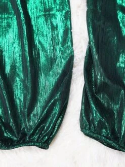 Women's Jumpsuit High Christmas Waist Solid Color V Neck Streetwear Party Xmas Street Regular Fit Long Sleeve Gold Green S M L Fall -Cheap Women Clothing Store fccbzq1695281842994