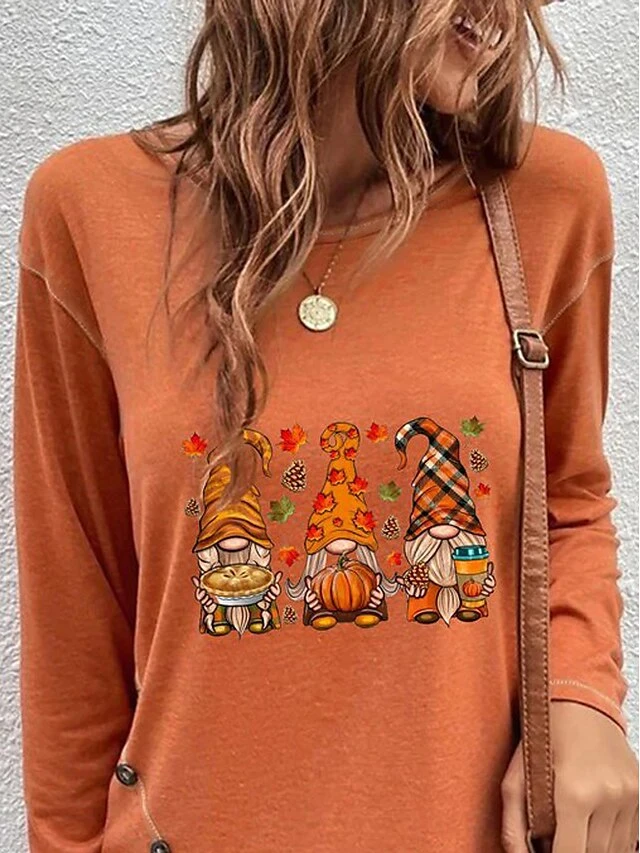 Women's T Shirt Tee Christmas Shirt Blue Orange Green Santa's Helper Print Long Sleeve Christmas Weekend Basic Round Neck Regular Fit Painting Spring &Fall 4 Women's T Shirt Tee Christmas Shirt Blue Orange Green Santa's Helper Print Long Sleeve Christmas Weekend Basic Round Neck Regular Fit Painting Spring &Fall - Image 2