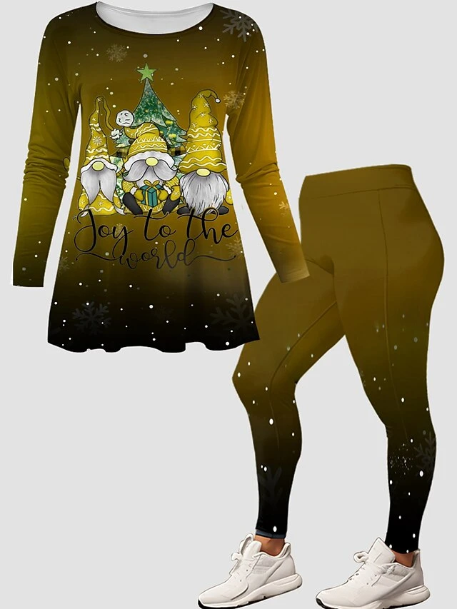 Women's Pants Sets Christmas Shirt Yellow Red Blue Graphic Print Long Sleeve Casual Festival Christmas Round Neck Regular Fit Spring &Fall 7 Women's Pants Sets Christmas Shirt Yellow Red Blue Graphic Print Long Sleeve Casual Festival Christmas Round Neck Regular Fit Spring &Fall - Image 5