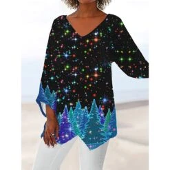 Women's Shirt Christmas Shirt Black Red Green Snowflake Deer Print Long Sleeve Christmas Weekend Streetwear Casual Print V Neck Regular Fit 7 Women's Shirt Christmas Shirt Black Red Green Snowflake Deer Print Long Sleeve Christmas Weekend Streetwear Casual Print V Neck Regular Fit -Cheap Women Clothing Store fjzcqb1663936675929