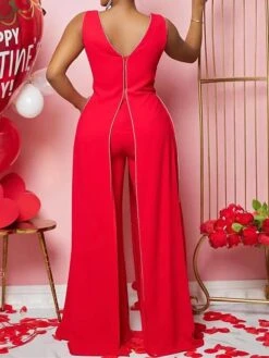 Women's Jumpsuit Backless High Waist Solid Color V Neck Streetwear Xmas Wedding Party Christmas Regular Fit Sleeveless Black Red Blue S M L Summer 17 Women's Jumpsuit Backless High Waist Solid Color V Neck Streetwear Xmas Wedding Party Christmas Regular Fit Sleeveless Black Red Blue S M L Summer -Cheap Women Clothing Store fpjjrm1676960804328
