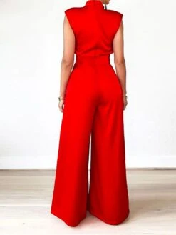 Women's Jumpsuit Pleated High Waist Solid Color Stand Collar Elegant Party Xmas Christmas Regular Fit Sleeveless Black Red Apricot S M L Fall 18 Women's Jumpsuit Pleated High Waist Solid Color Stand Collar Elegant Party Xmas Christmas Regular Fit Sleeveless Black Red Apricot S M L Fall -Cheap Women Clothing Store gafrvx1695347187542
