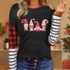 Women's Shirt Christmas Shirt White Yellow Pink Color Block Print Deer Print Long Sleeve Christmas Casual Daily Casual Round Neck Regular Fit -Cheap Women Clothing Store gdvgbs1669622345107
