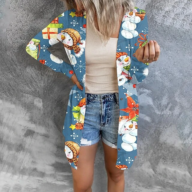 Women's Shirt Blouse Shrugs Christmas Shirt Black White Light Green Snowman Christmas Tree Snowflake Print Long Sleeve Christmas Weekend Streetwear Casual V Neck Regular Fit 15 Women's Shirt Blouse Shrugs Christmas Shirt Black White Light Green Snowman Christmas Tree Snowflake Print Long Sleeve Christmas Weekend Streetwear Casual V Neck Regular Fit - Image 13