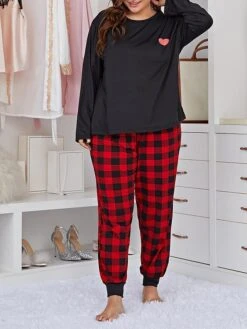 Women's Sweatshirt Pants Sets Christmas Shirt Red Blue Plaid Print Long Sleeve Casual Holiday Fashion Christmas Round Neck Loose Fit Fall & Winter 9 Women's Sweatshirt Pants Sets Christmas Shirt Red Blue Plaid Print Long Sleeve Casual Holiday Fashion Christmas Round Neck Loose Fit Fall & Winter -Cheap Women Clothing Store ggjplw1695383265029