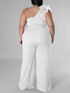 Women's Jumpsuit Mesh Backless Solid Color One Shoulder Streetwear Street Xmas Daily Christmas Loose Fit Sleeveless Black White Red L XL XXL Summer -Cheap Women Clothing Store ggnmay1680071160325