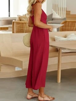 Women's Jumpsuit Cut Out Solid Color Crew Neck Casual Xmas Daily Weekend Christmas Wide Leg Regular Fit Sleeveless Camisole Red Green S M L Summer 10 Women's Jumpsuit Cut Out Solid Color Crew Neck Casual Xmas Daily Weekend Christmas Wide Leg Regular Fit Sleeveless Camisole Red Green S M L Summer -Cheap Women Clothing Store gjdvub1686908891851